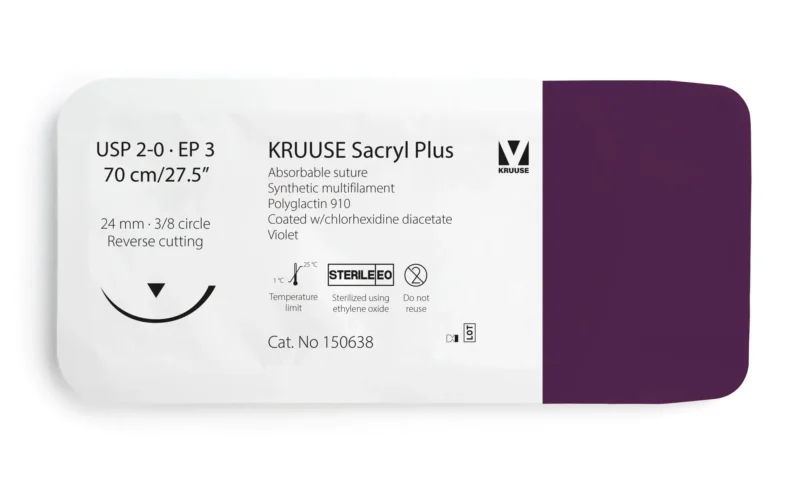 SUTURA SACRYL PLUS 2/0 70CM AGUJA 24MM 3/8 TRIANGULAR 12U