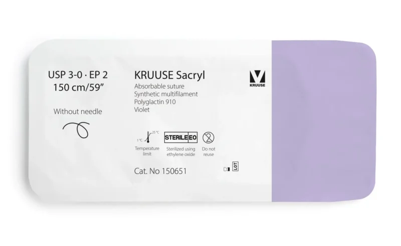 SUTURA SACRYL 3/0 150CM SIN AGUJA 12U KRUUSE