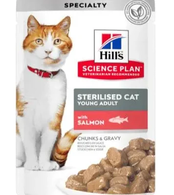 HILL'S HSP FELINE STERILISED SALMON POUCH CAJA 12X85GR