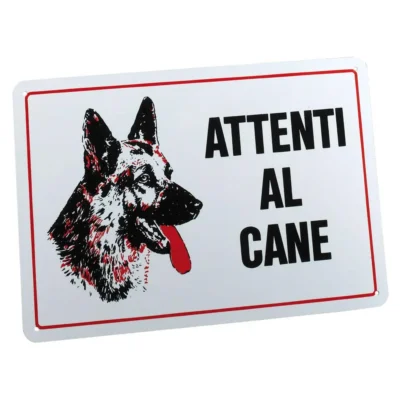 FERPLAST CARTEL ATTENTI AL CANE BIANCO 4UD