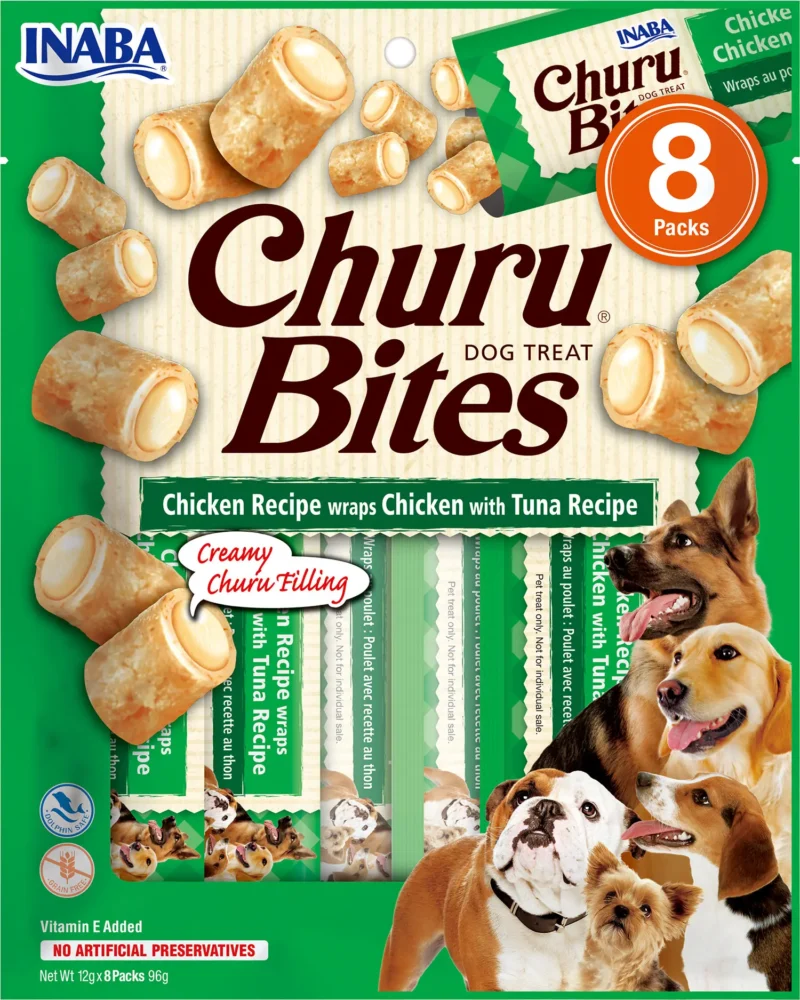 CHURU DOG BITES RECETA DE POLLO CON ATUN DISPLAY 8X96GR