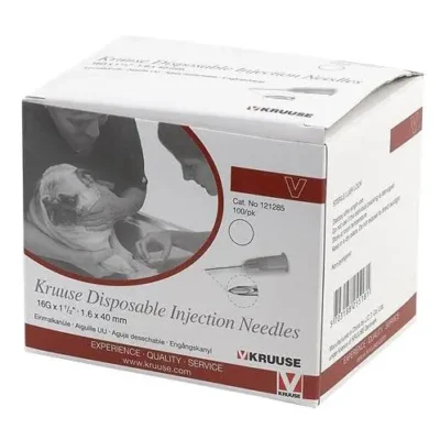 AGUJA DESECHABLE 1,6X40MM 16G BLANCA 100UD KRUUSE