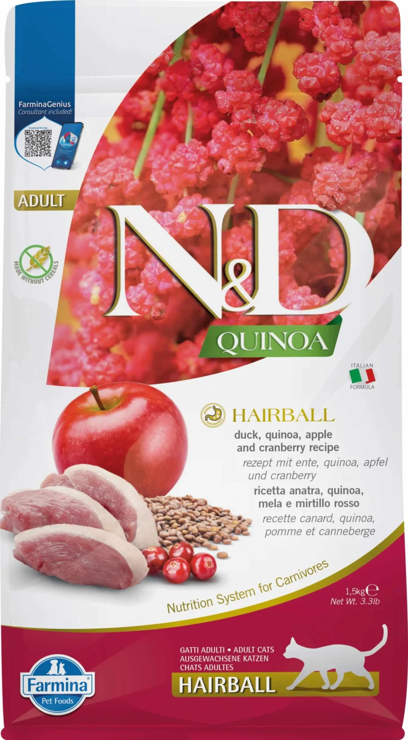 FARMINA ND CAT QUINOA HAIRBALL PATO 1,5KG
