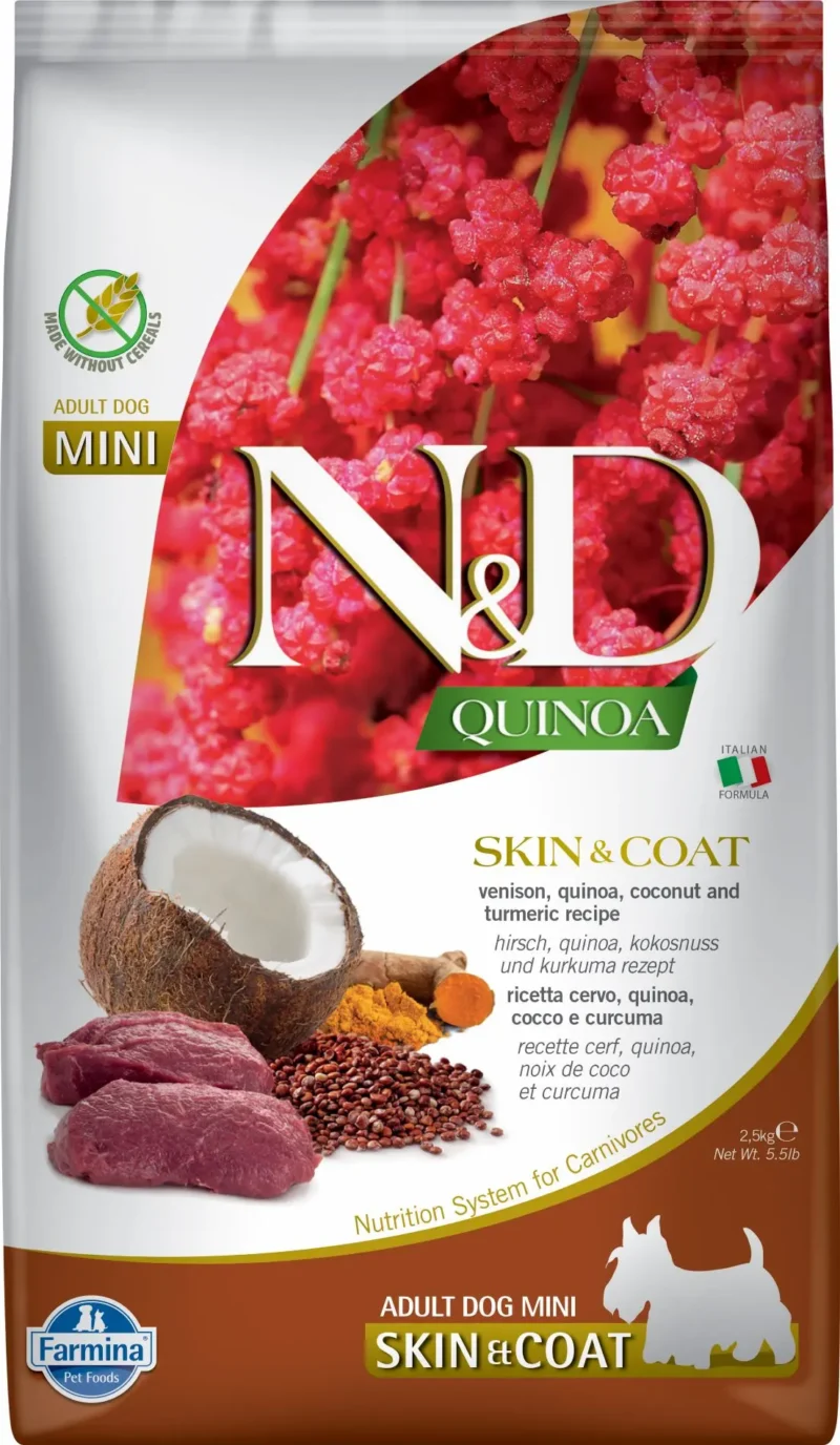 FARMINA ND DOG QUINOA SKIN COAT VENADO MINI 2,5KG