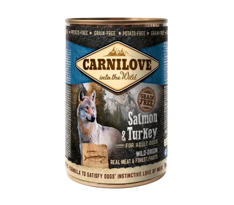CARNILOVE CANINE ADULT SALMON PAVO CAJA 6X400GR