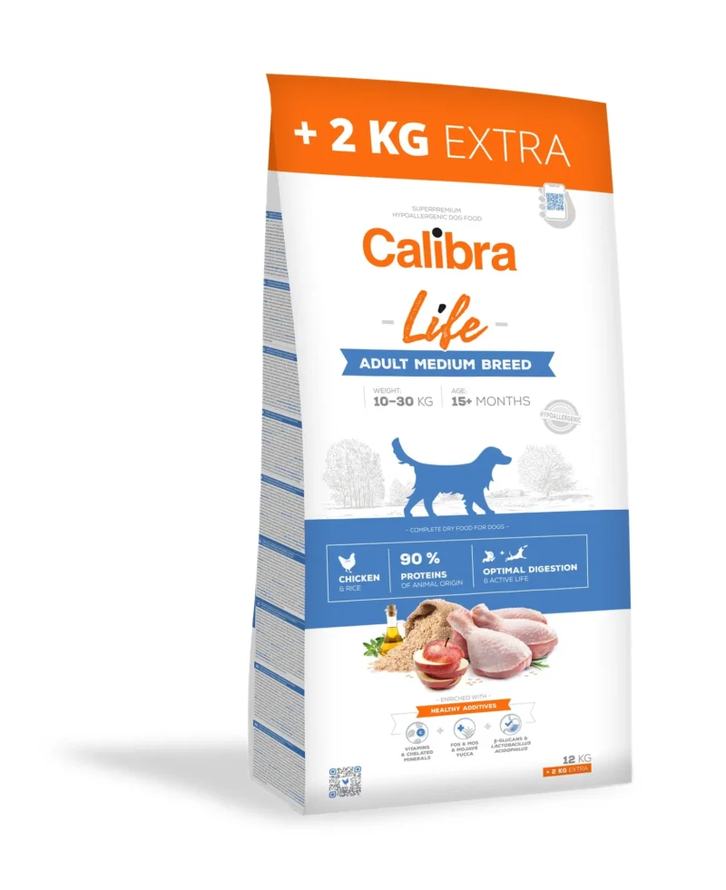 CALIBRA DOG LIFE ADULT MEDIUM BREED POLLO 12KG+2KG