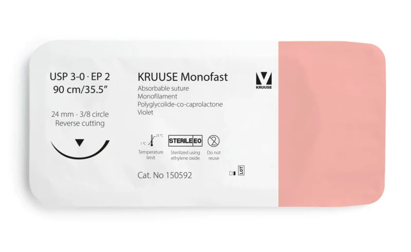 SUTURAS MONOFAST 3/0 90CM AGUJA 24MM 3/8 TRIANGULAR 12U KRUU