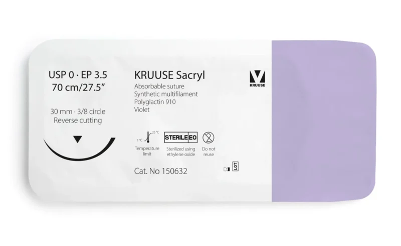 SUTURA SACRYL 0 70CM AGUJA 30MM 3/8 TRIANGULAR 12U KRUUSE