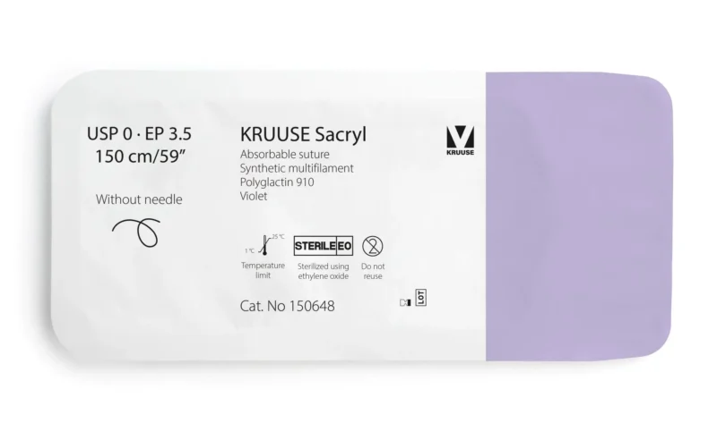 SUTURA SACRYL 0 150CM SIN AGUJA 12U KRUUSE
