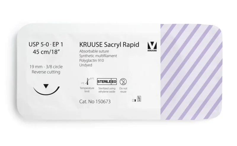 SUTURA SACRYL RAPID UNDYED 5/0 19MM 3/8 TRINAGULAR 12U KRUUS