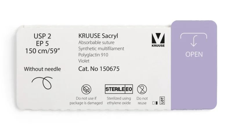 SUTURA SACRYL 2 150CM SIN AGUJA 12U KRUUSE