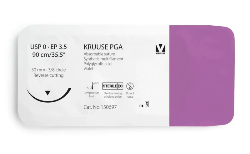 SUTURA PGA 0 90CM AGUJA 30MM 3/8 TRIANGULAR 12U KRUUSE