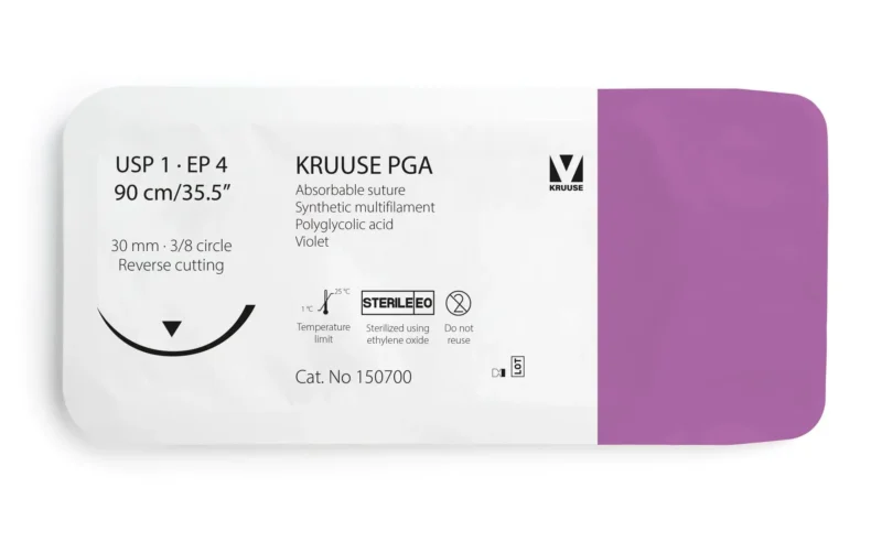 SUTURA PGA 1 90CM AGUJA 30MM 3/8 TRIANGULAR 12U KRUUSE