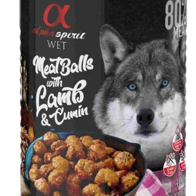 ALPHA SPIRIT CANINE ALBONDIGAS CORDERO COMINO CAJA 6X400GR