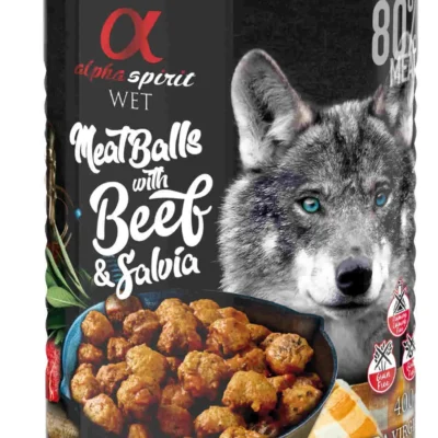 ALPHA SPIRIT CANINE ALBONDIGAS BUEY SALVIA CAJA 6X400GR
