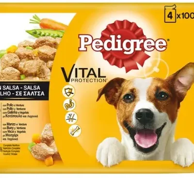 PEDIGREE POUCH 4PACK POLLO BUEY Y VERD 13X4X100