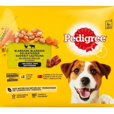 PEDIGREE BOLSITAS 4PACK PATE TERNERA Y AVES 13X4X100 52X100G