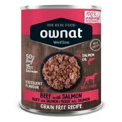 OWNAT WETLINE CANINE TERNERA Y SALMON 12X395GR