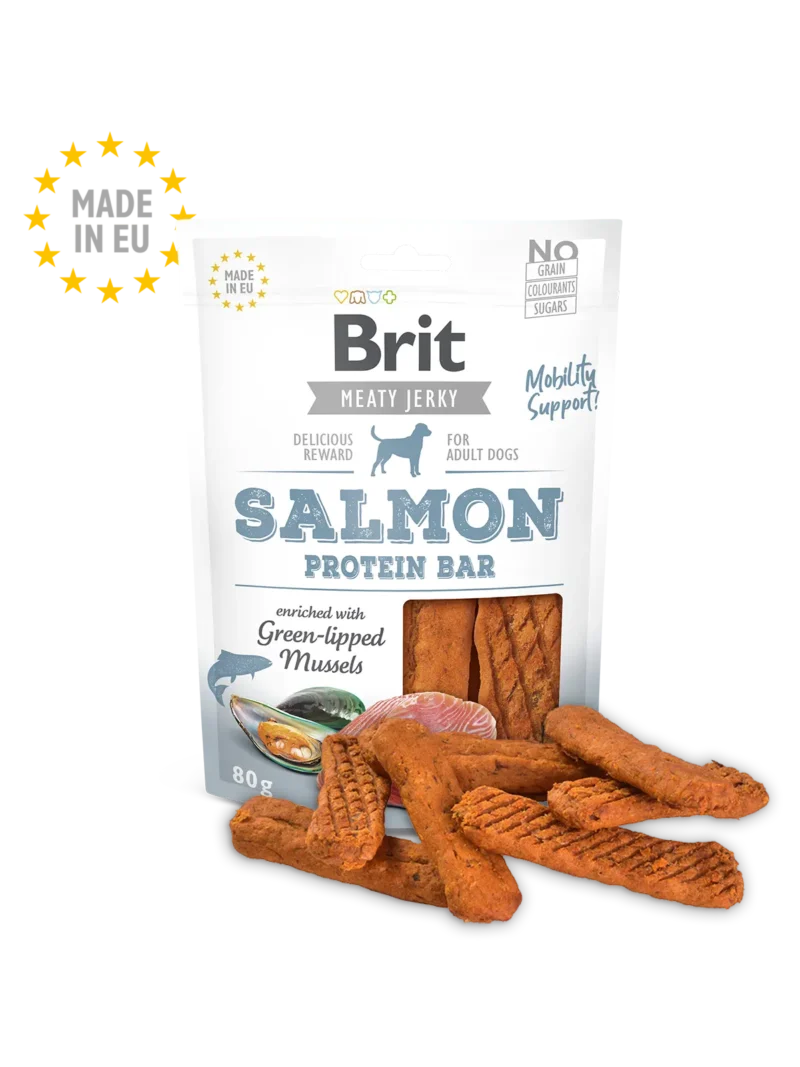 BRIT JERKY SNACK PROTEIN BAR SALMON 80GR