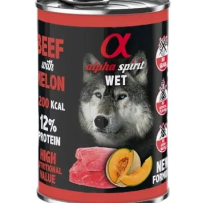 ALPHA SPIRIT CANINE TERNERA CON MELON LATA 6X400GR