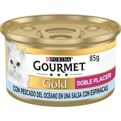 GOURMET GOLD DOBLE PLACER PESCADO ESPINACAS LATA 85GR
