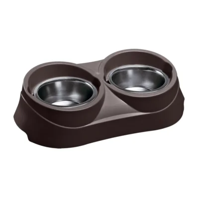 FERPLAST COMEDERO DOBLE FEED 1L 38,5X20X9CM GRIS
